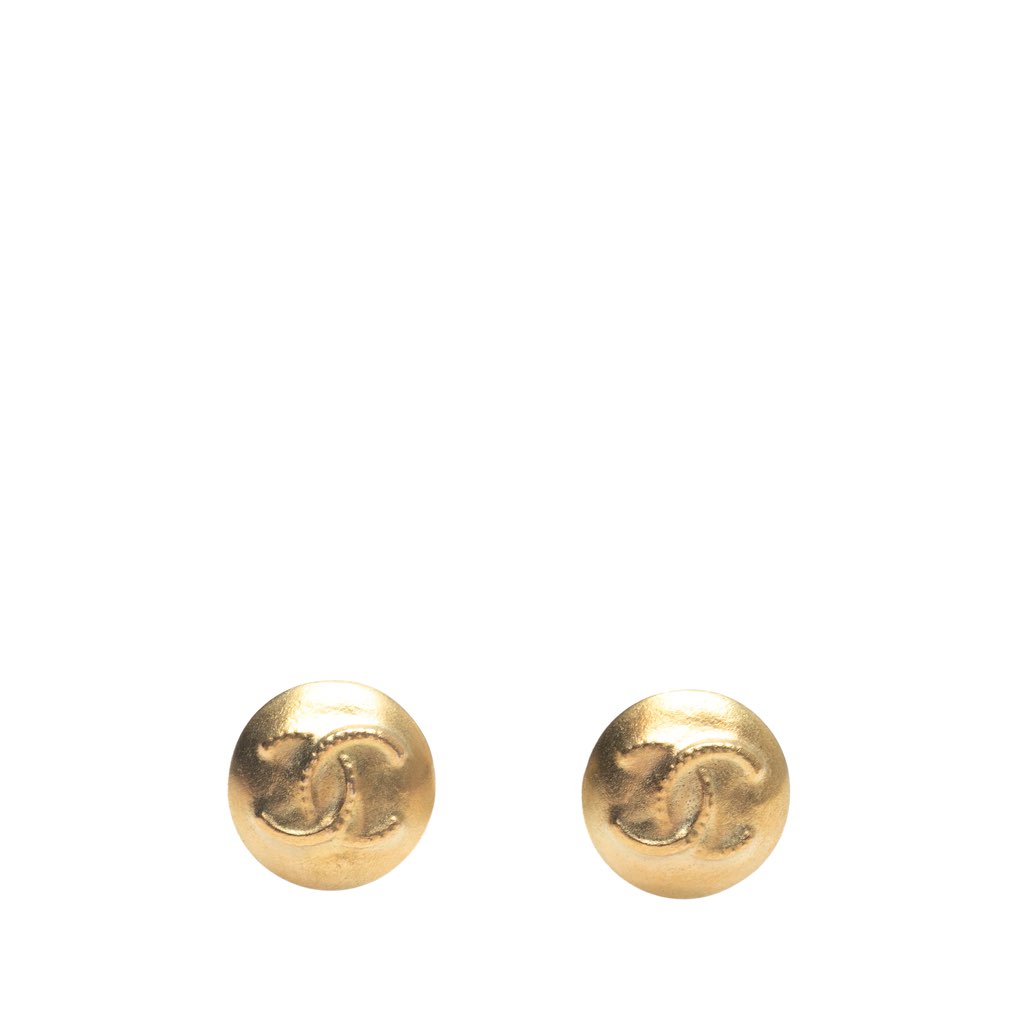 Chanel CC Gold Plated Round Clip on Earrings