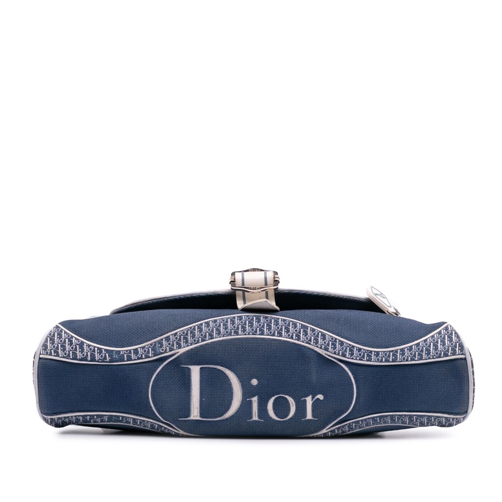 Dior John Galliano Diorissimo Trimmed Canvas Shoulder Bag - 3