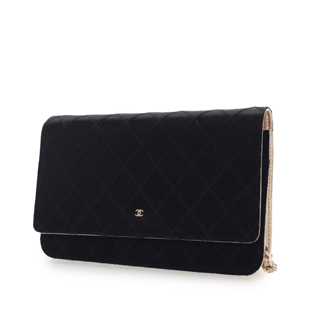 Chanel Bicolor Satin Diamond Stitch Wallet On Chain - 2