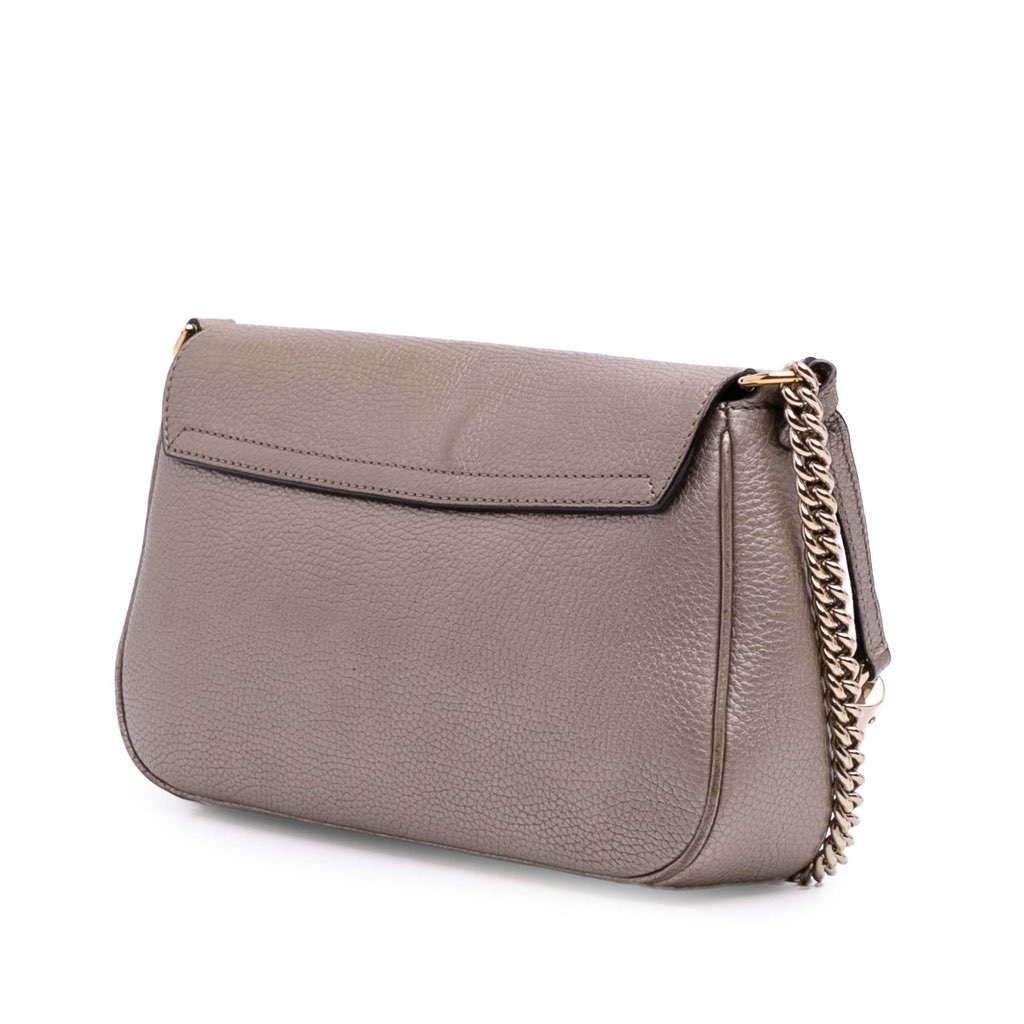 Gucci Medium Metallic Leather Soho Chain Flap Crossbody - Back view