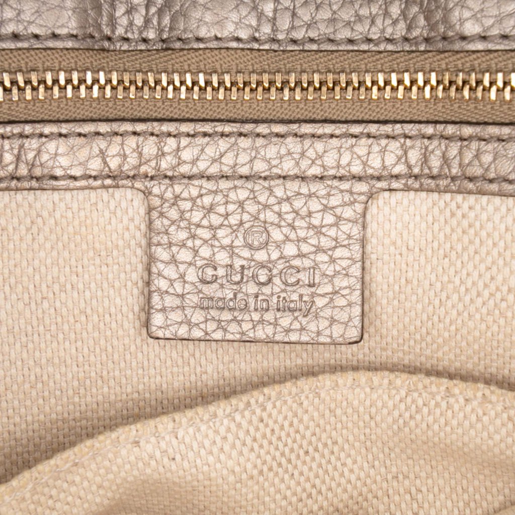 Gucci Medium Metallic Leather Soho Chain Flap Crossbody - Side view