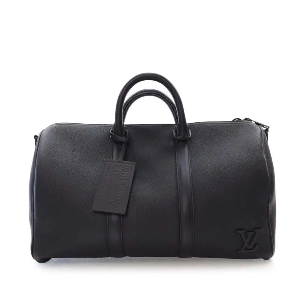 Louis Vuitton Aerogram Keepall Bandouliere 40 Black Leather Very good - Front View