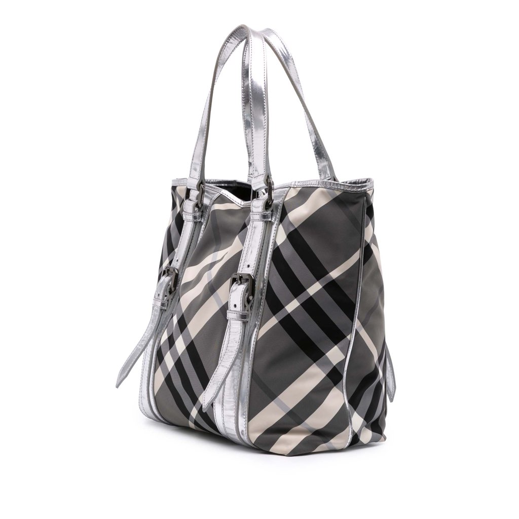Burberry Medium Beat Check Nylon Victoria Tote - Back view