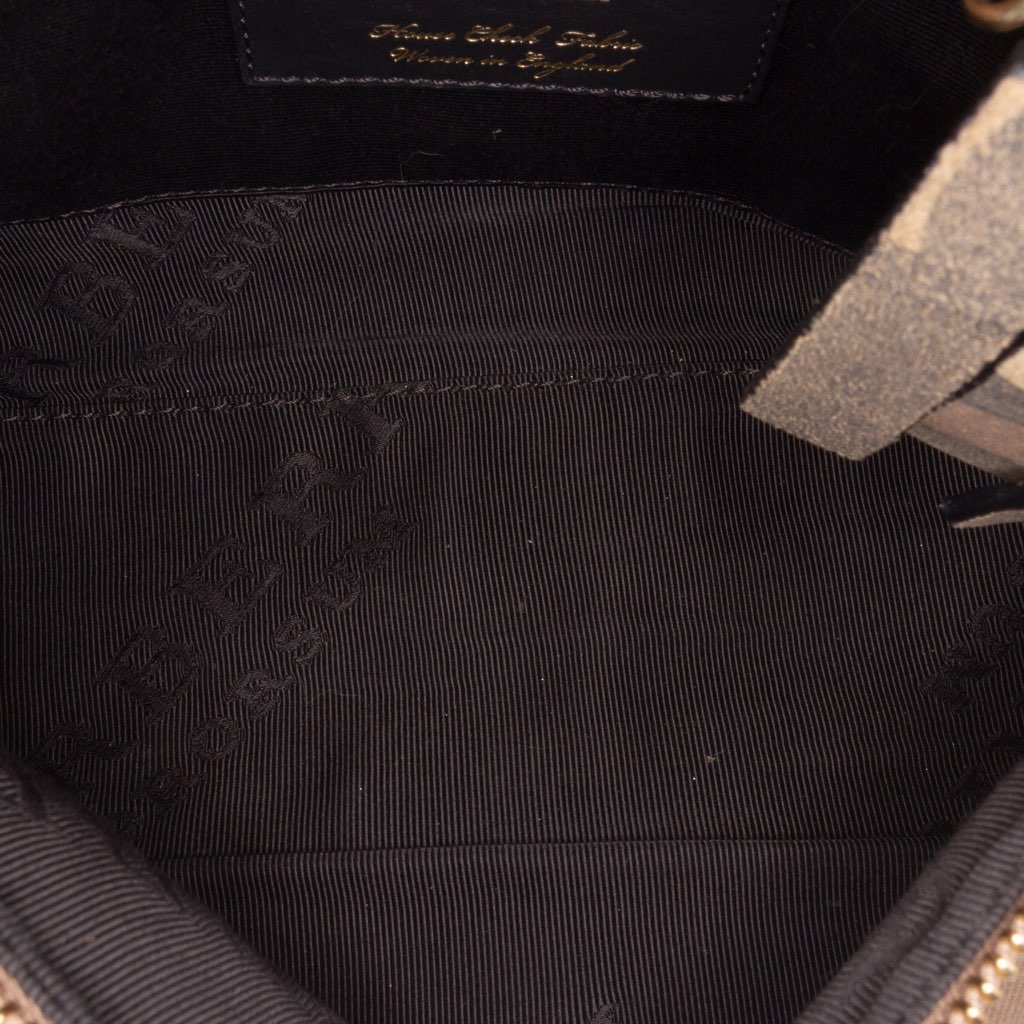 Burberry House Check Canvas and Suede Camouflage Fringe Clutch with Strap - 4