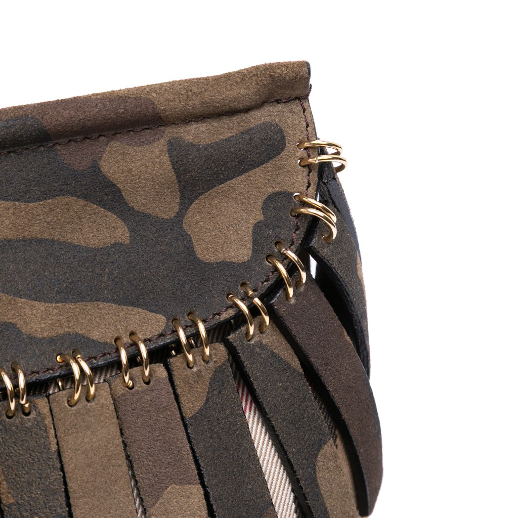 Burberry House Check Canvas and Suede Camouflage Fringe Clutch with Strap - Image 11