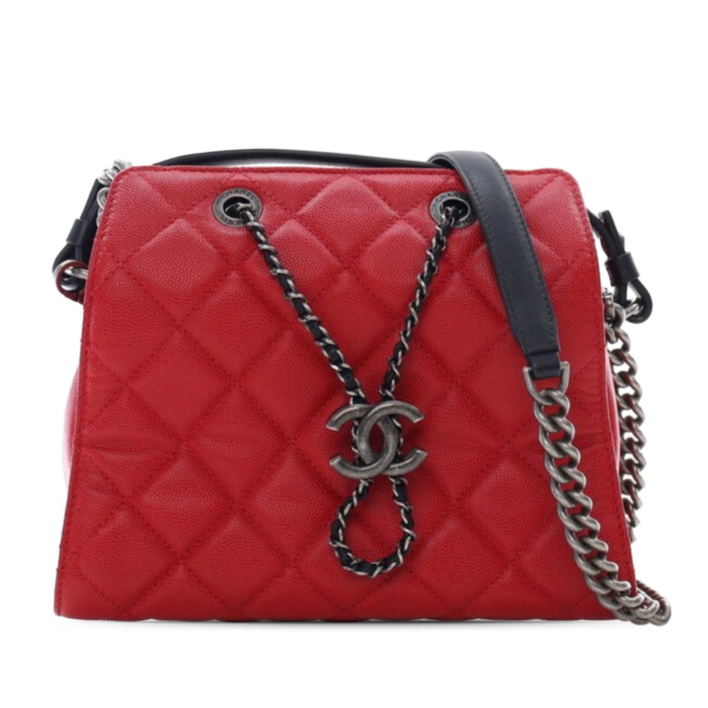 Chanel Small CC Bicolor Quilted Caviar Bucket Bag