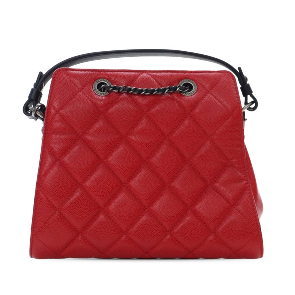 Chanel Small CC Bicolor Quilted Caviar Bucket Bag - 2