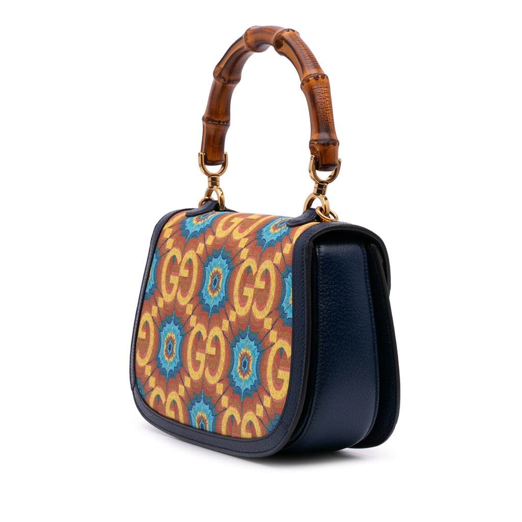 Gucci 100th Anniversary Medium GG Coated Canvas Kaleidoscope 1947 Bamboo Top Handle Bag - 2