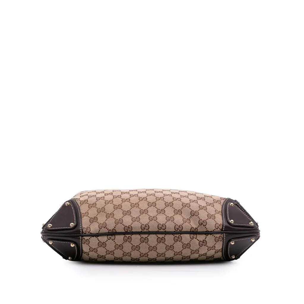 Gucci Medium GG Canvas Bamboo Indy Hobo Brown Canvas Good - Inside View