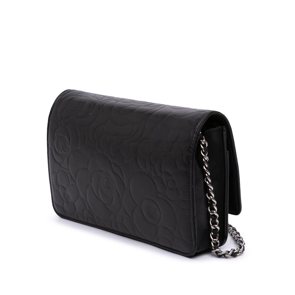 Chanel Lambskin Camellia Embossed Wallet On Chain - 2