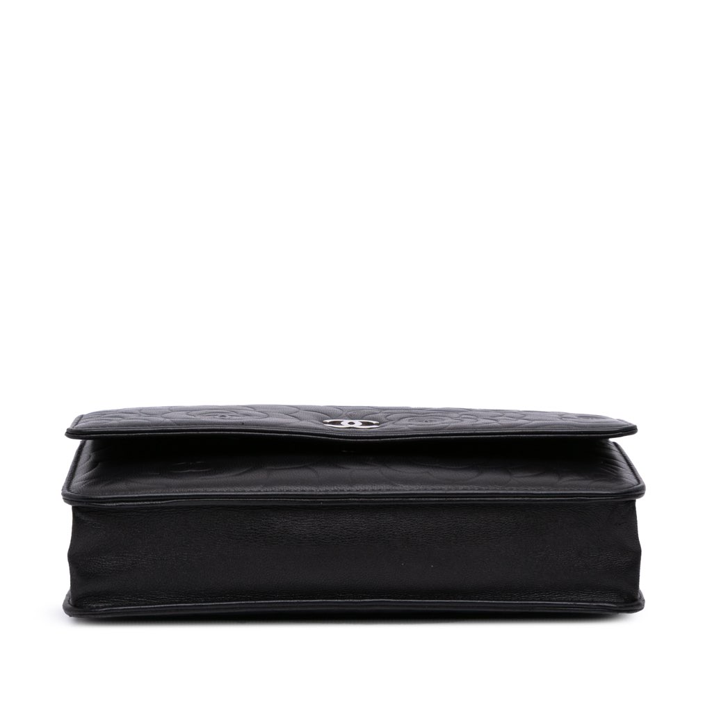 Chanel Lambskin Camellia Embossed Wallet On Chain - 3