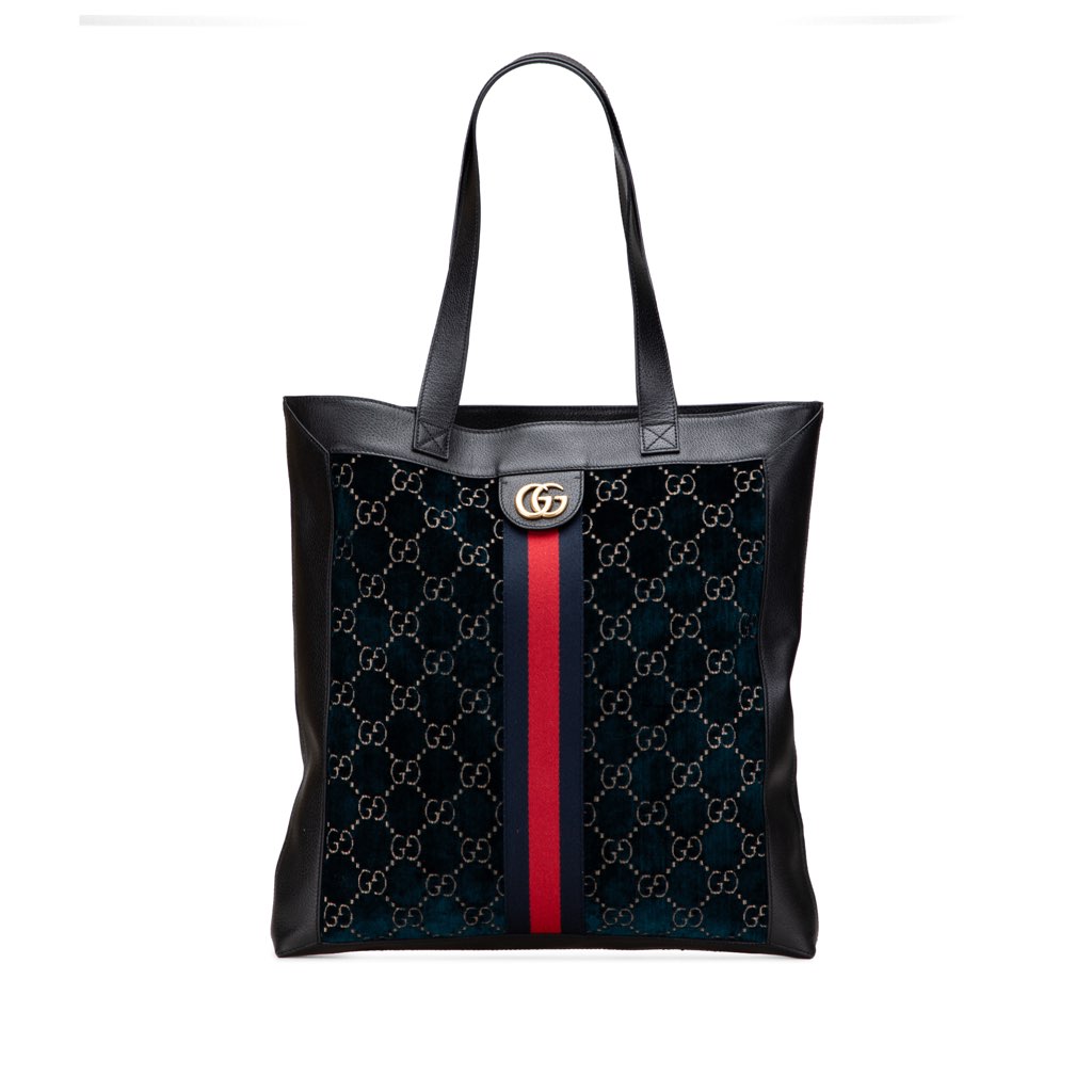 Gucci Large GG Velvet Web Ophidia Tote