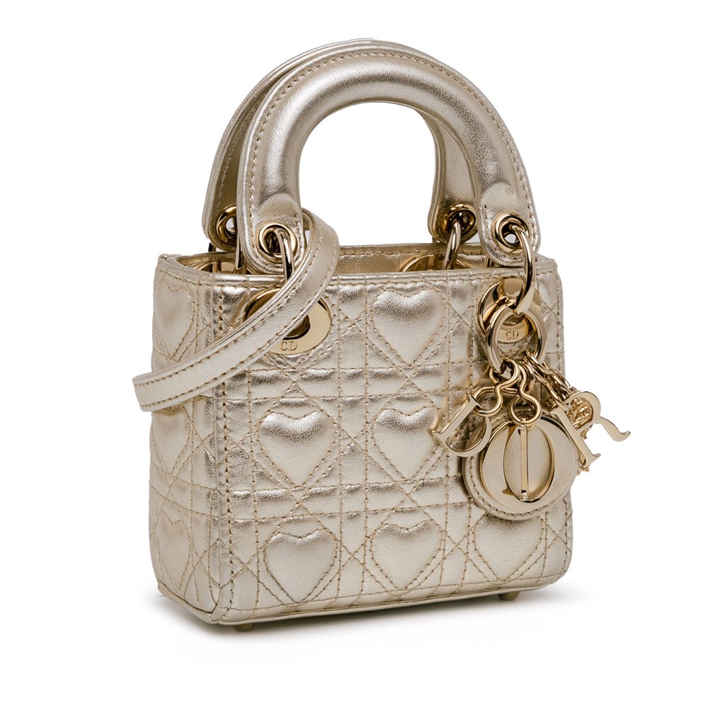 Dior Dioramour Mini Metallic Calfskin Cannage Lady Dior - Back view