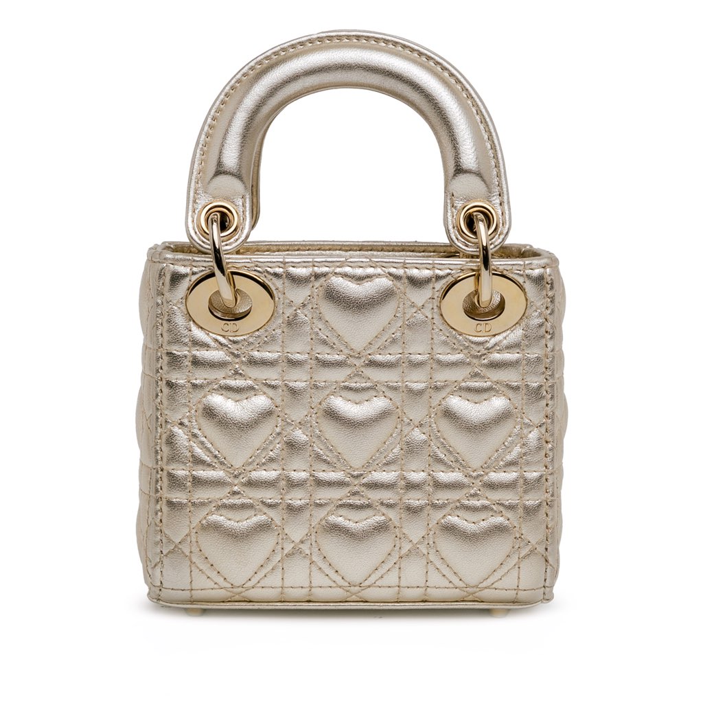 Dior Dioramour Mini Metallic Calfskin Cannage Lady Dior - Image 6