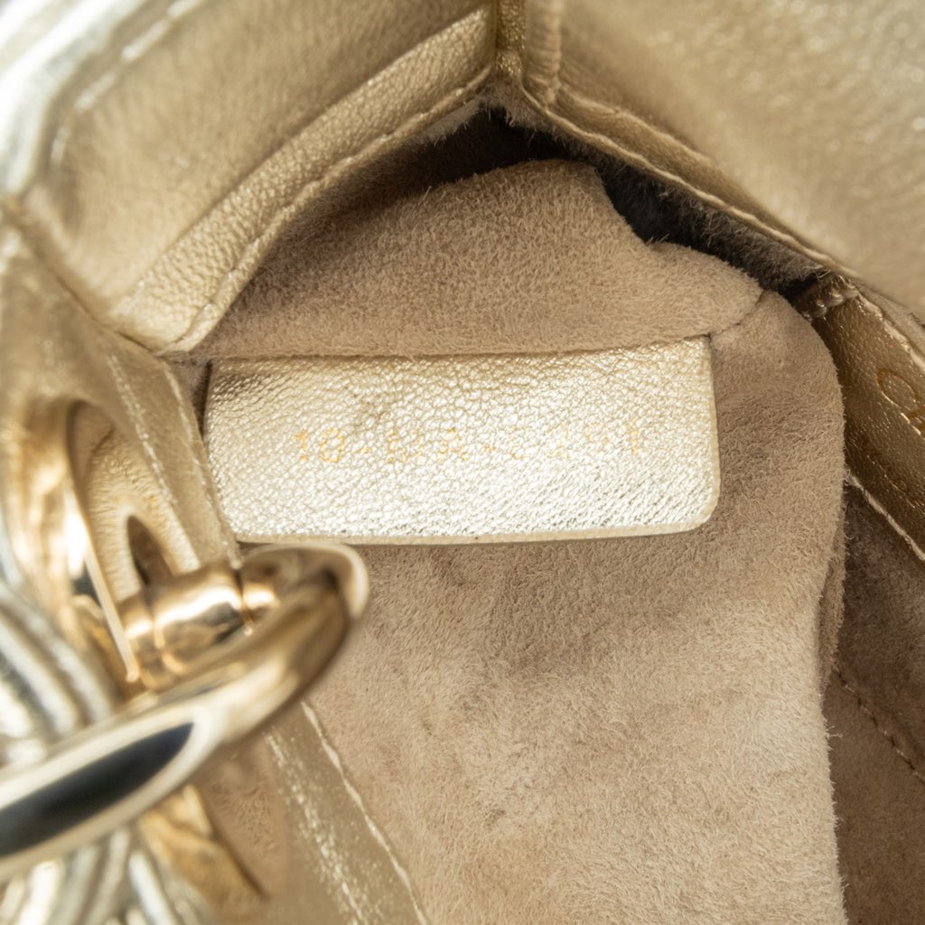 Dior Dioramour Mini Metallic Calfskin Cannage Lady Dior - Detail 2
