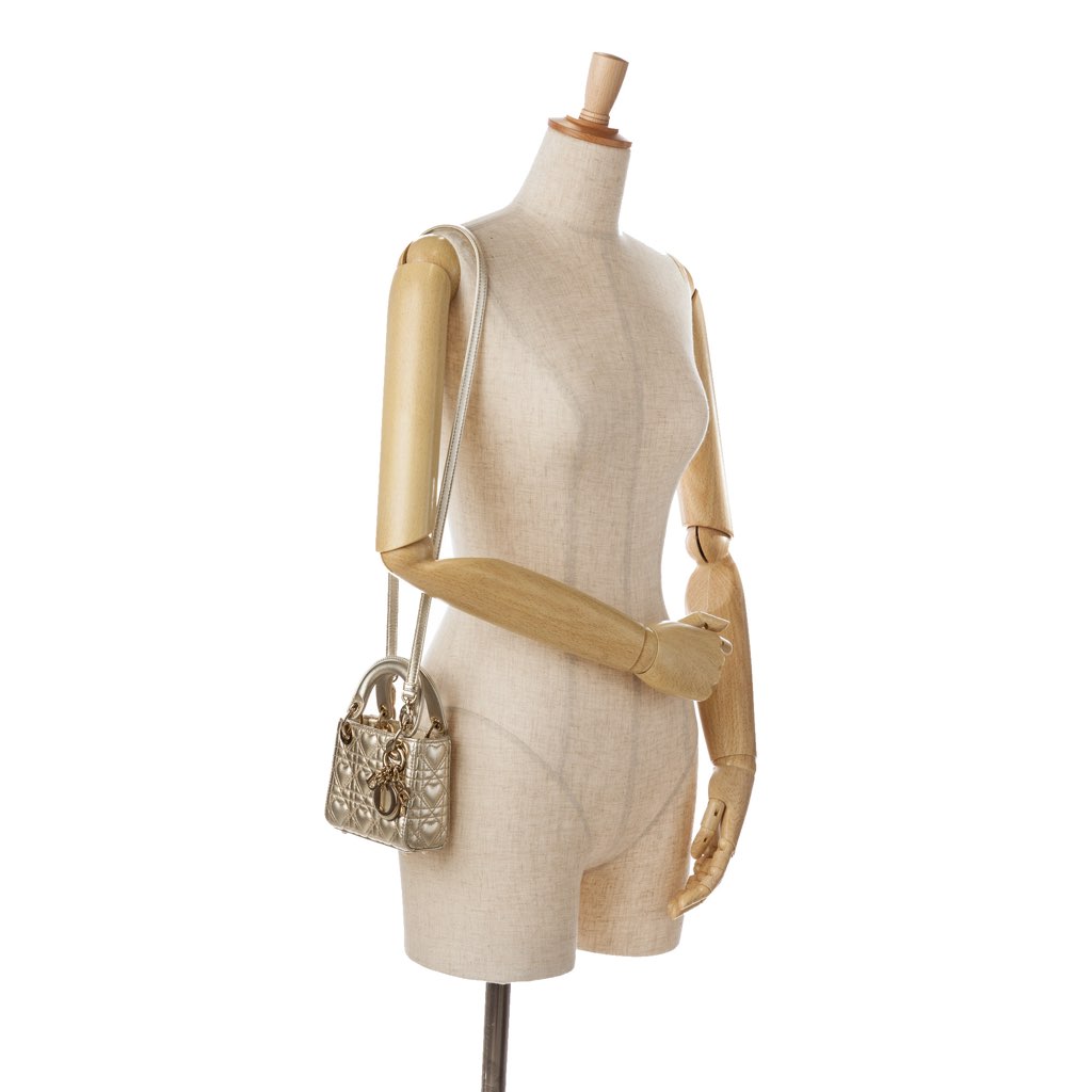 Dior Dioramour Mini Metallic Calfskin Cannage Lady Dior - Image 11