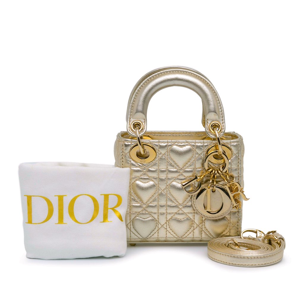 Dior Dioramour Mini Metallic Calfskin Cannage Lady Dior - Image 12