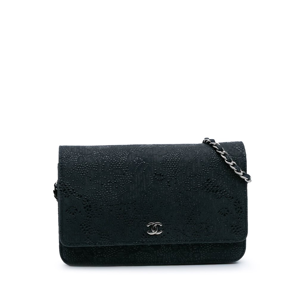 Chanel Lace Overlay Goatskin Wallet On Chain