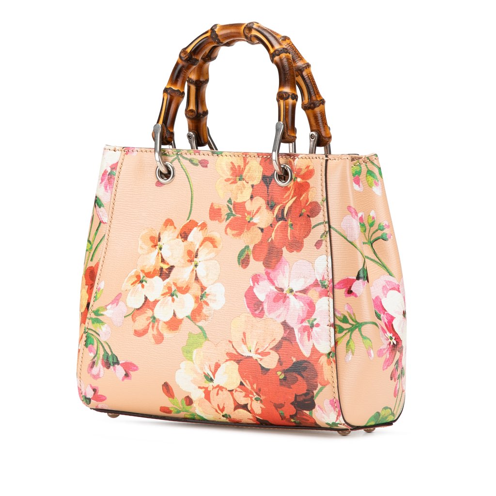Gucci Mini Calfskin Blooms Bamboo Shopper Satchel - 2