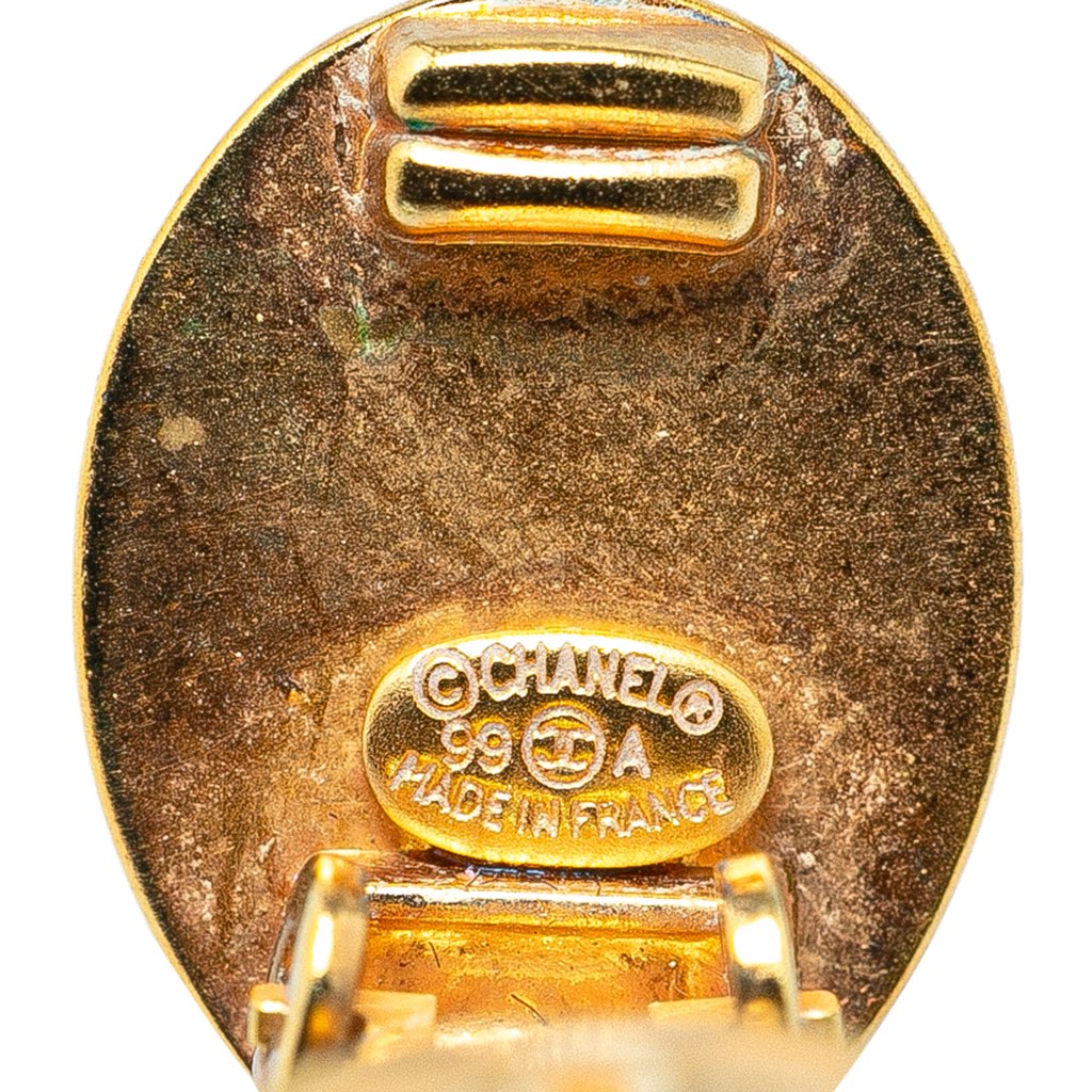 Chanel Gold Plated CC Clip On Earrings - 3