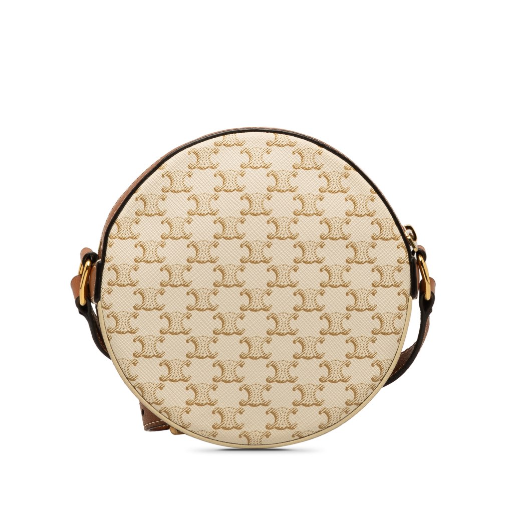 Celine Triomphe Coated Canvas Round Purse on Strap - 3