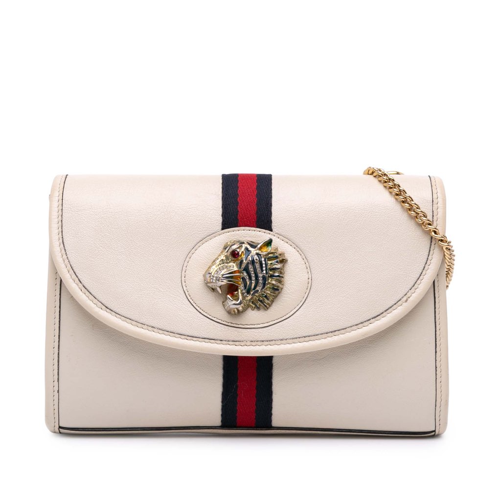 Gucci Small Leather Rajah Web Chain Satchel