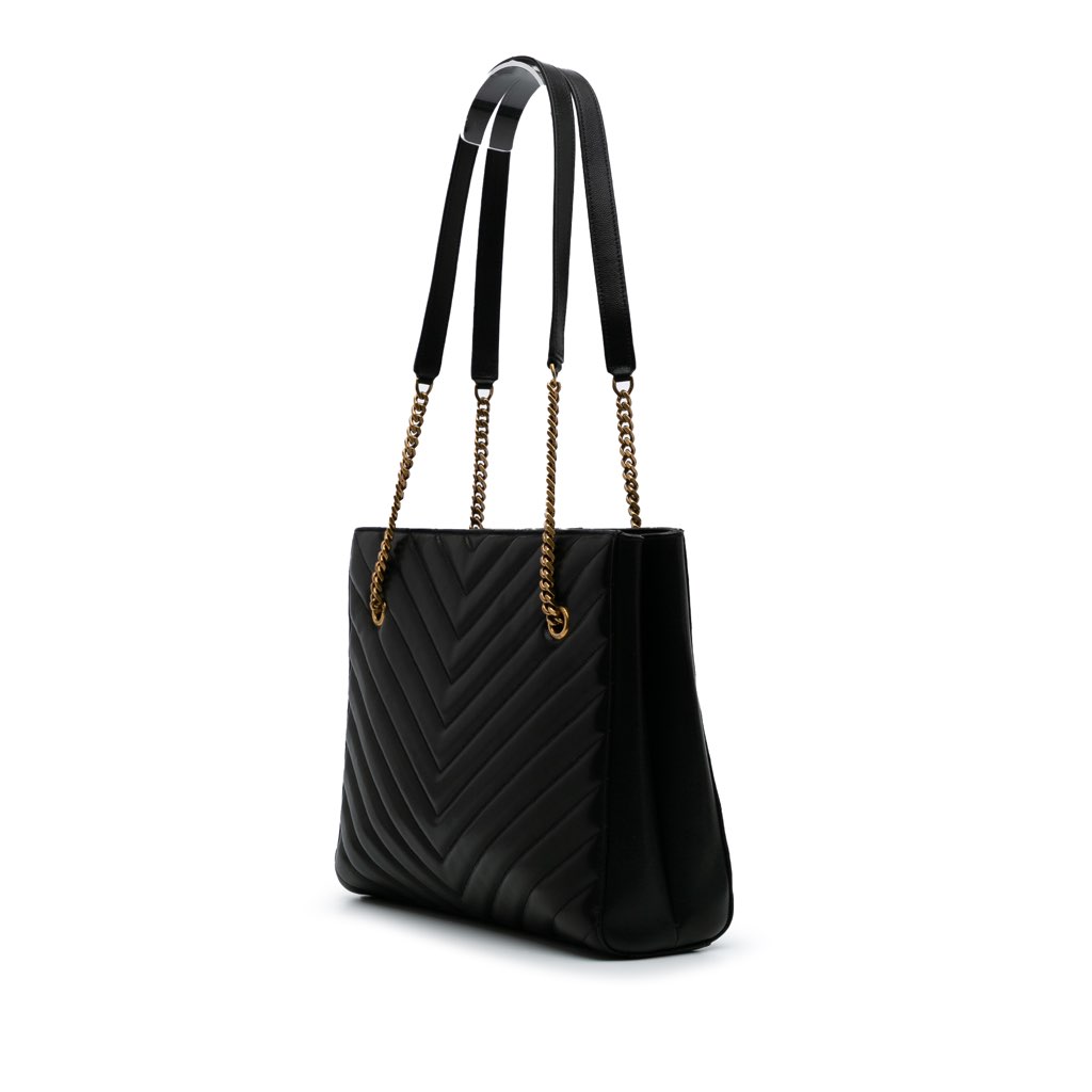 Saint Laurent Medium Chevron Grain De Poudre Tribeca Shopping Tote - 2