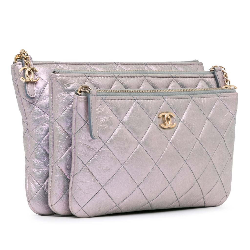 Chanel Iridescent Crumpled Calfskin Trio Cosmetic Case - 2