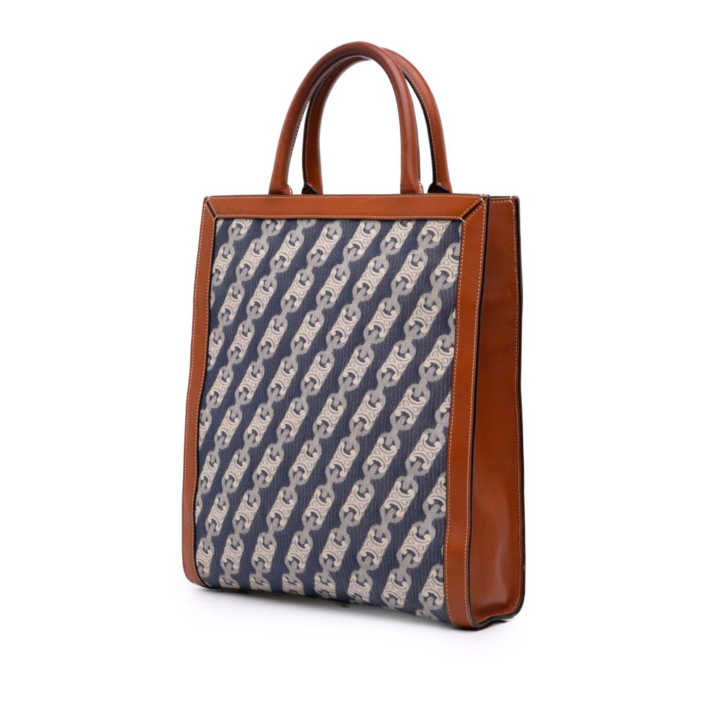 Celine Small Triomphe Canvas Maillon Vertical Cabas Satchel - Back view