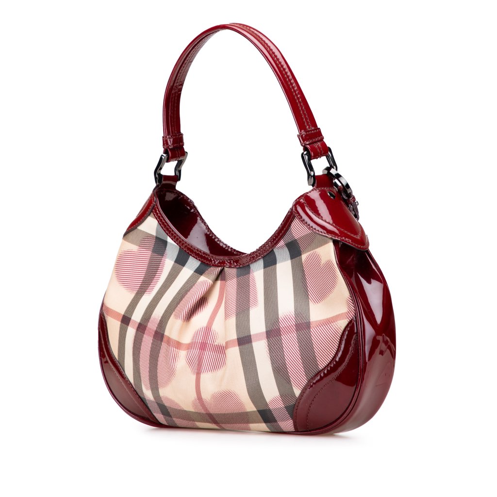 Burberry Patent Trimmed House Check Canvas Hearts Shoulder Bag - 2