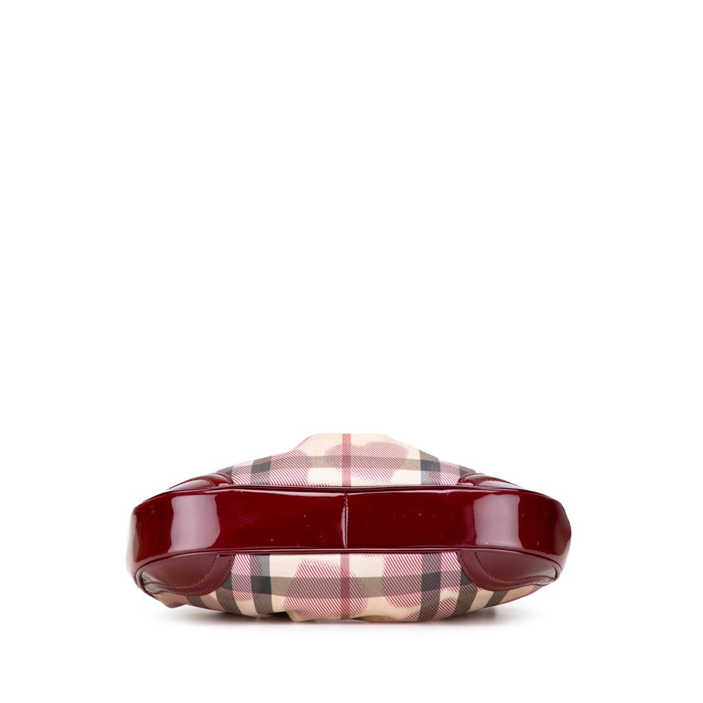 Burberry Patent Trimmed House Check Canvas Hearts Shoulder Bag - 3