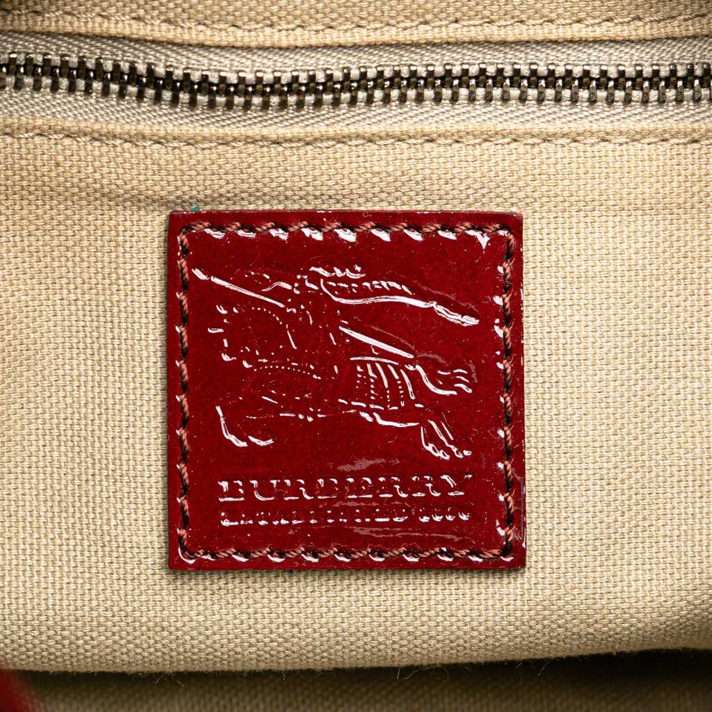 Burberry Patent Trimmed House Check Canvas Hearts Shoulder Bag - 5