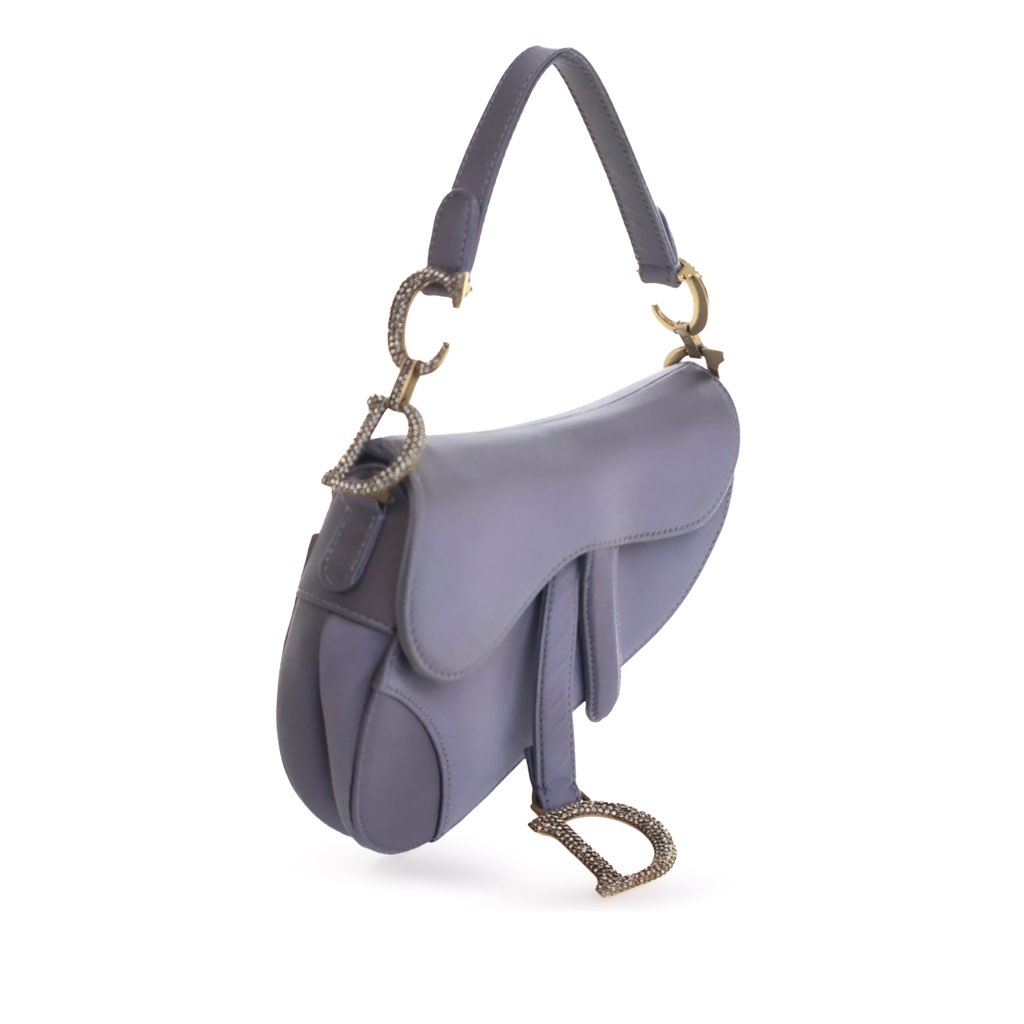 Dior Mini Satin Crystal Embellished Saddle Bag - 2