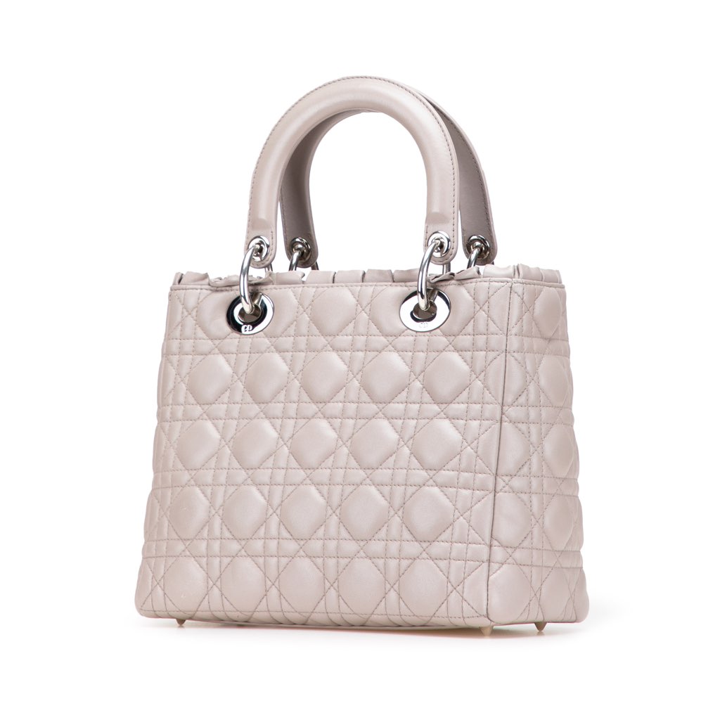 Dior Medium Lambskin Cannage Ruffle Trim Lady Dior - 2