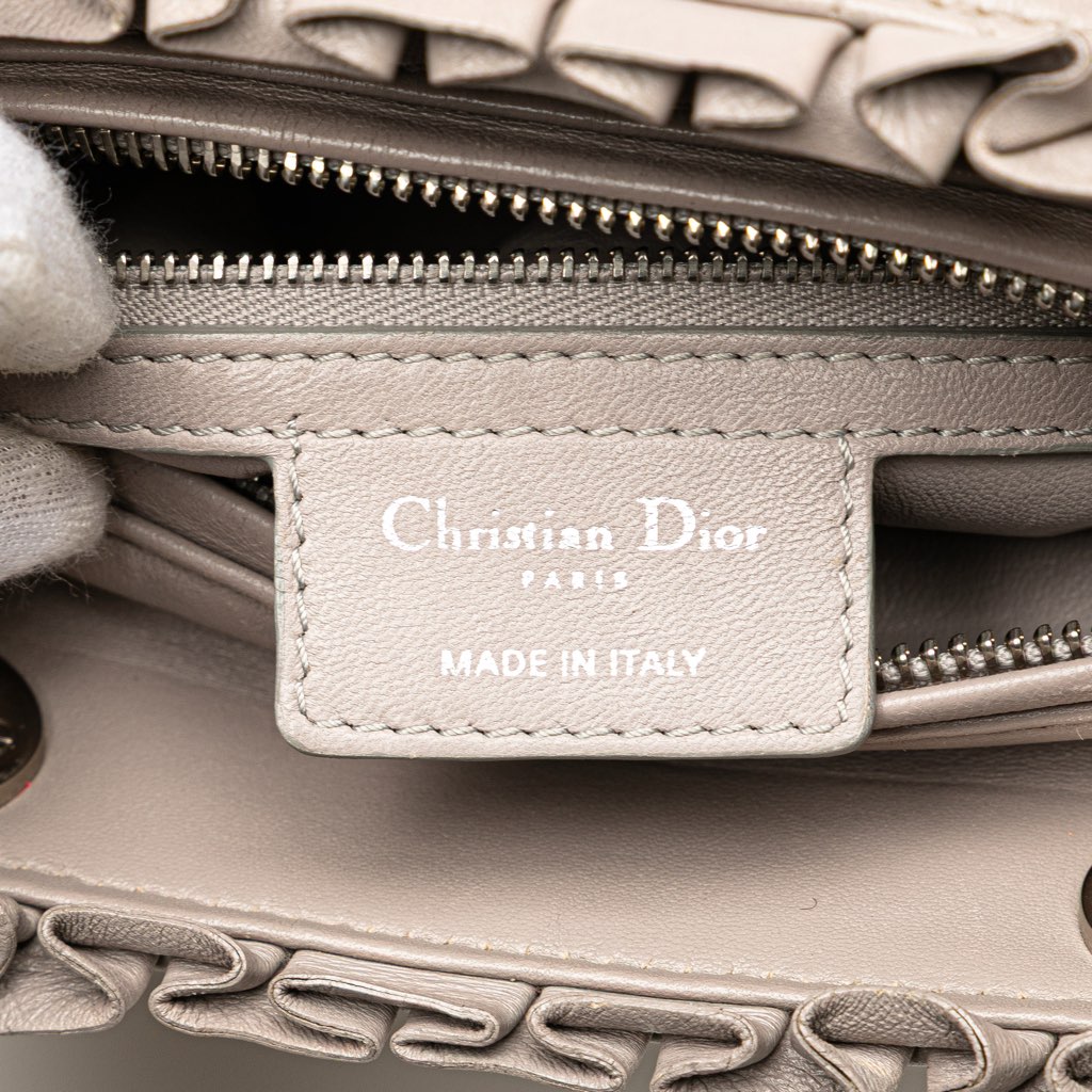 Dior Medium Lambskin Cannage Ruffle Trim Lady Dior - 5