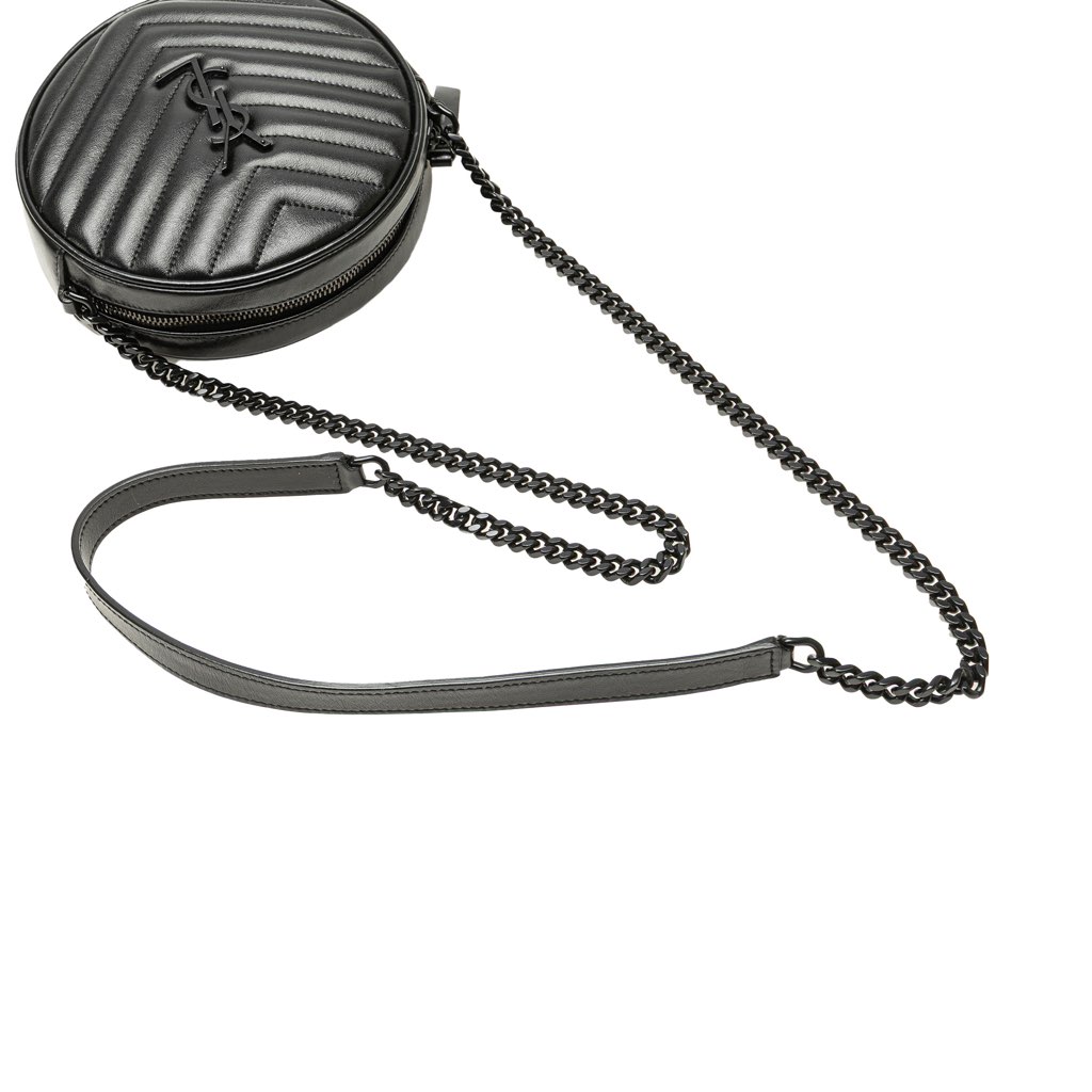 Saint Laurent Chevron Calfskin Round Vinyle Camera Bag - Image 13