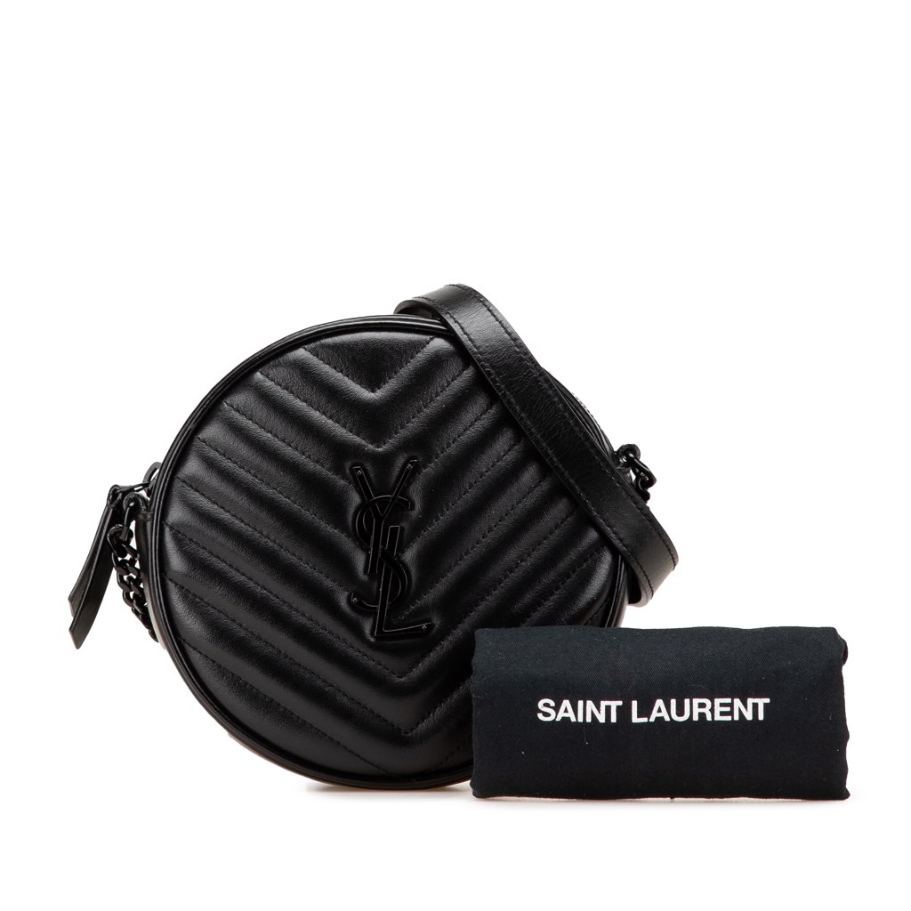 Saint Laurent Chevron Calfskin Round Vinyle Camera Bag - Image 15