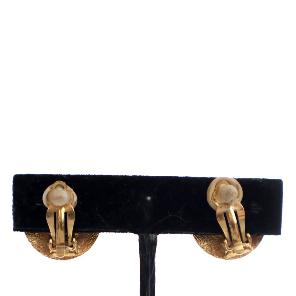 Chanel Gold Plated Round Clip On Earrings - 2