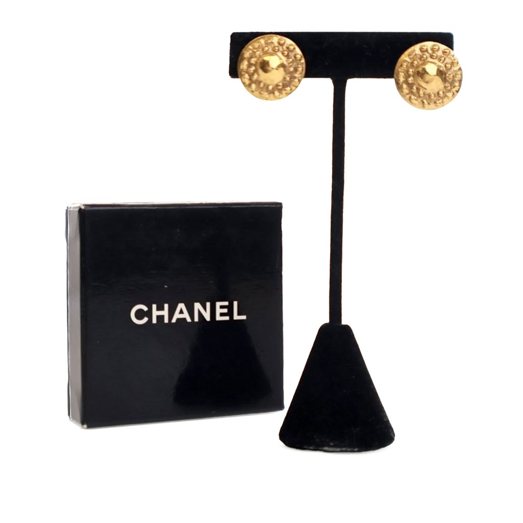 Chanel Gold Plated Round Clip On Earrings - 5