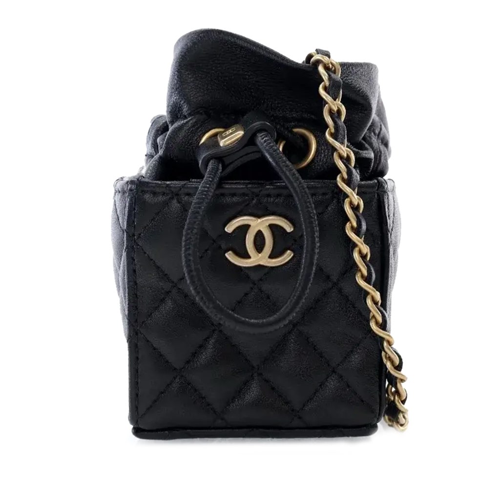 Chanel Mini Quilted Calfskin Drawstring Bucket Bag