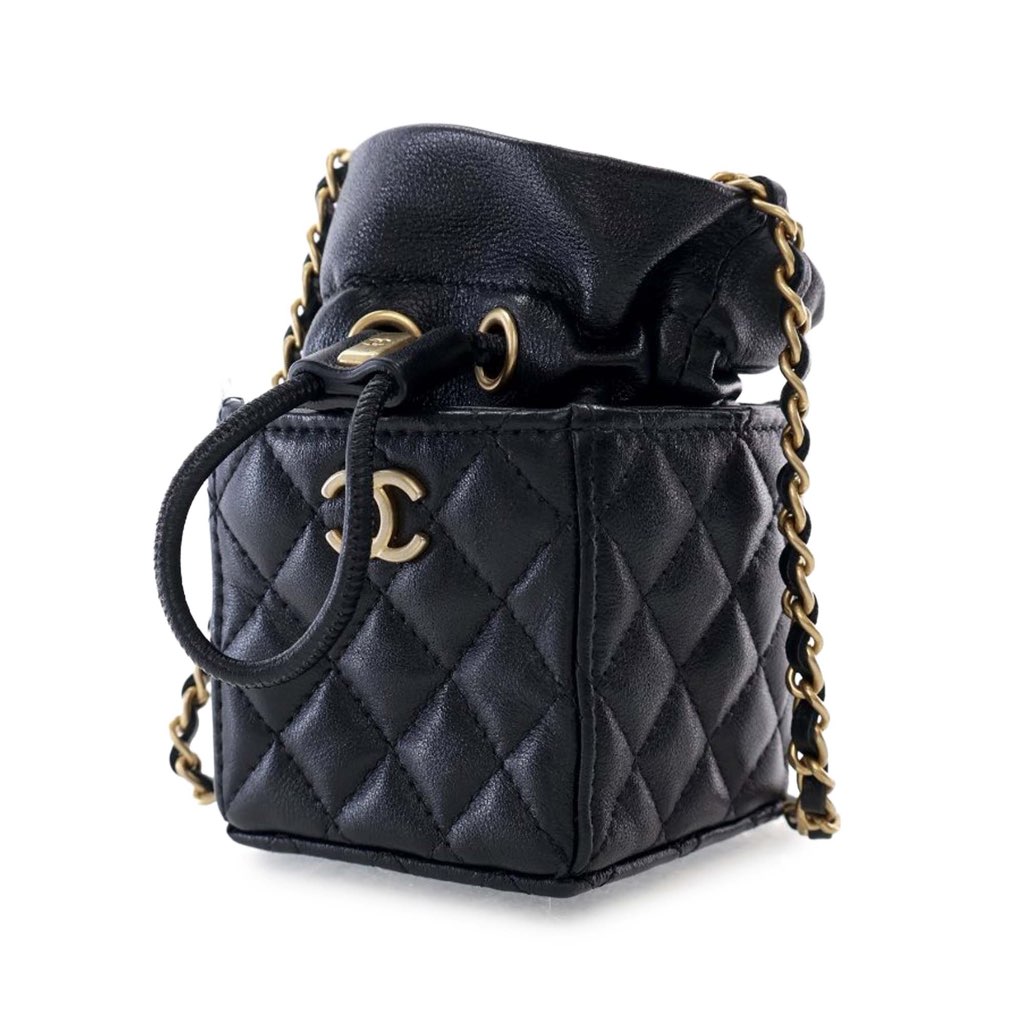 Chanel Mini Quilted Calfskin Drawstring Bucket Bag - 2