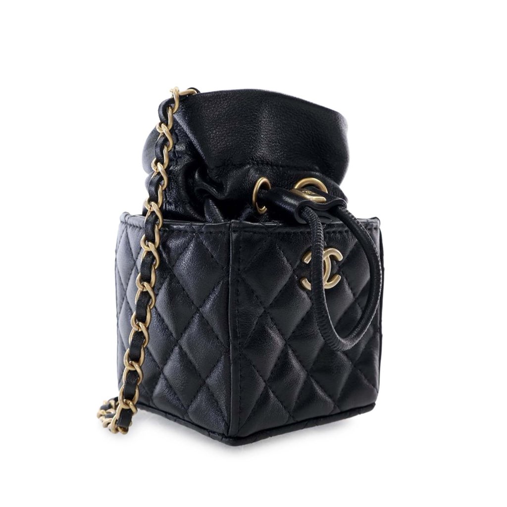 Chanel Mini Quilted Calfskin Drawstring Bucket Bag - 3