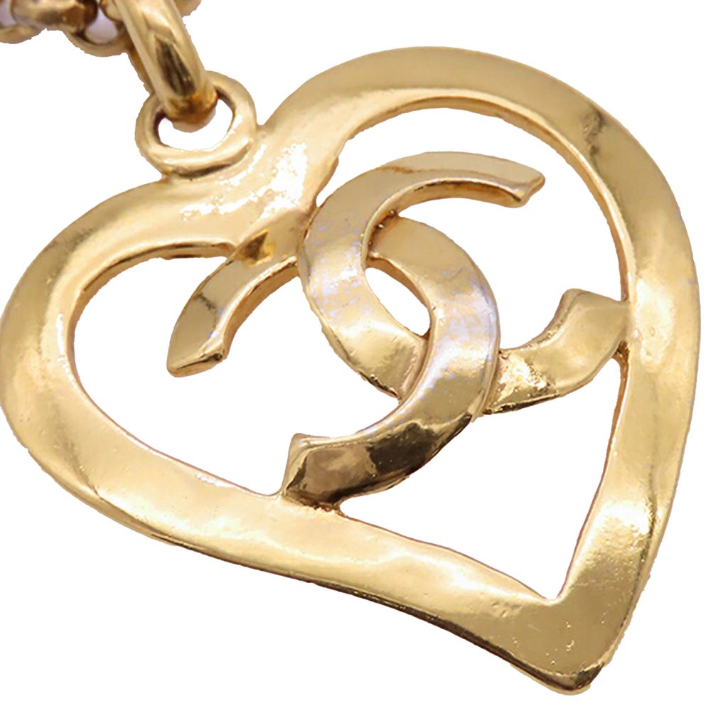 Chanel CC Gold Plated Heart Pendant Necklace - 3