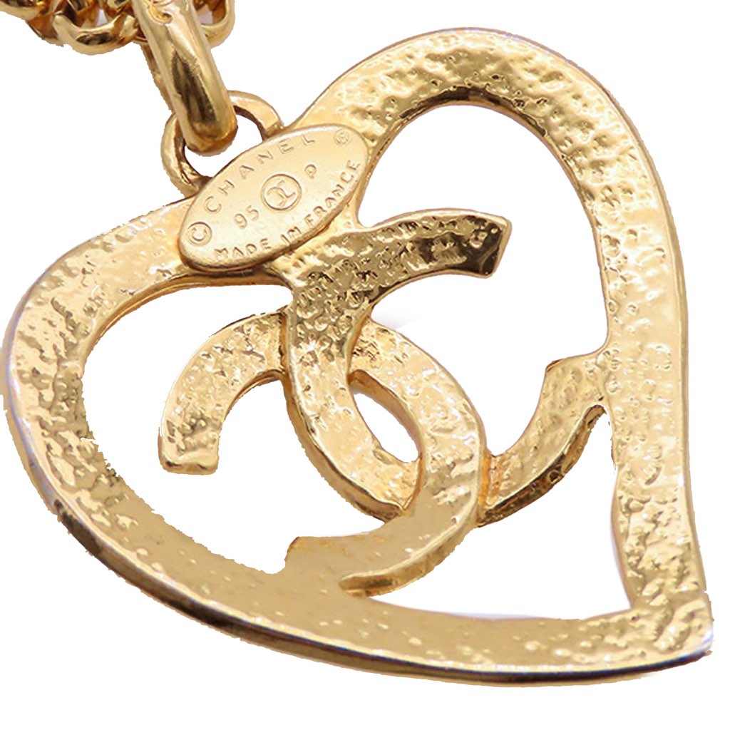 Chanel CC Gold Plated Heart Pendant Necklace - 4