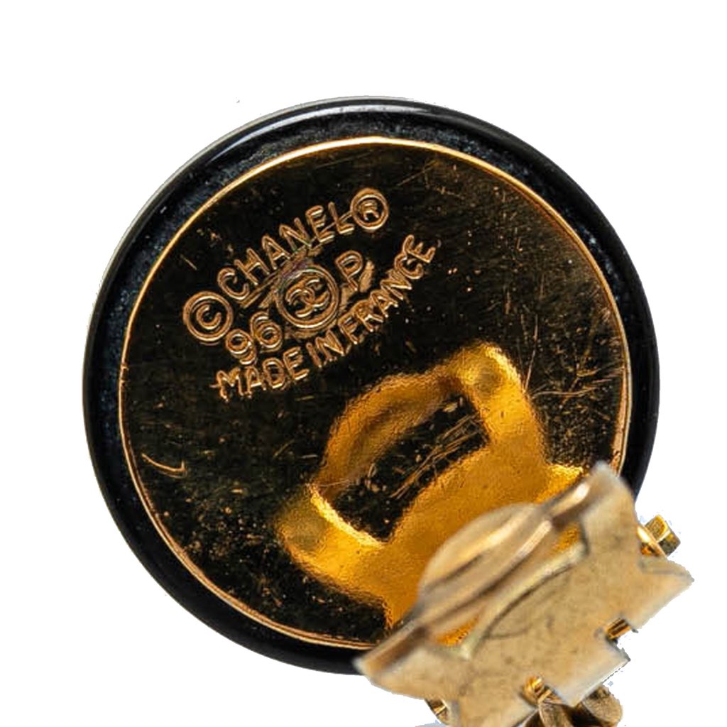 Chanel Gold Plated Faux Pearl CC Drop Clip On Earrings - 3