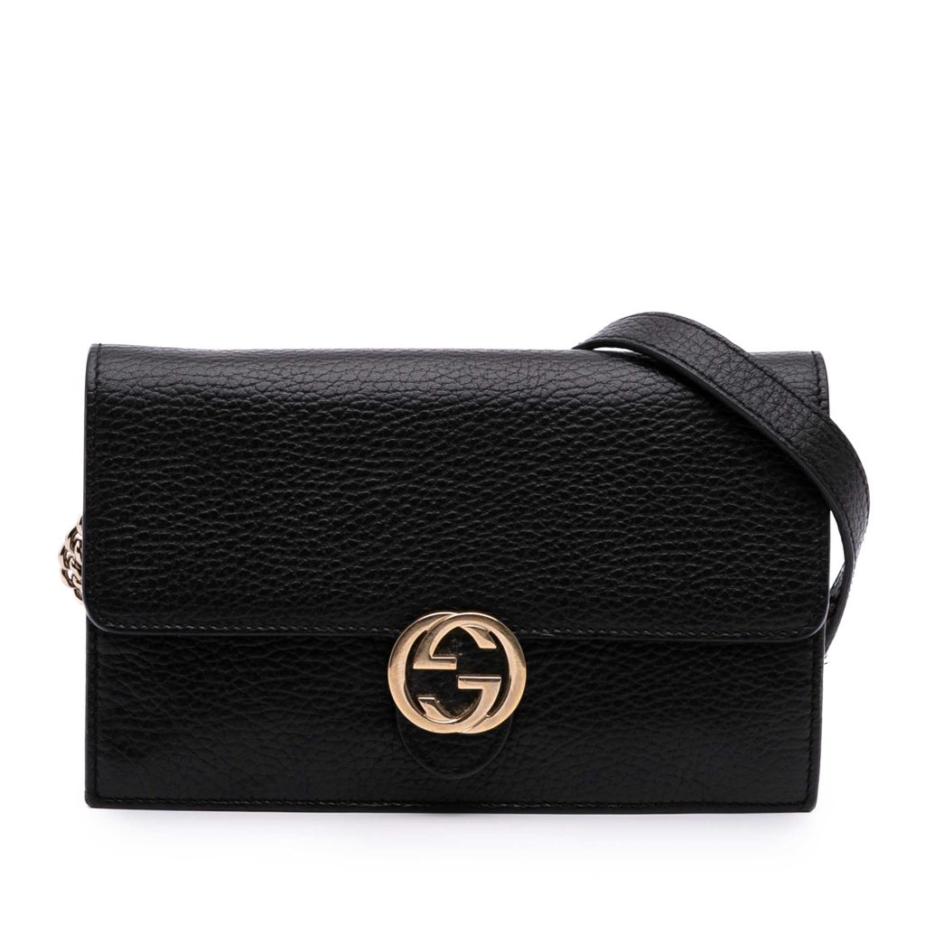 Gucci Leather Interlocking G Dollar Wallet on Chain