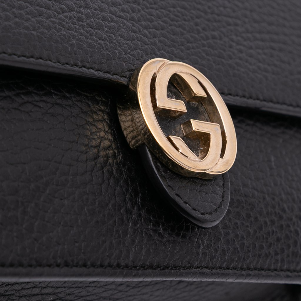 Gucci Leather Interlocking G Dollar Wallet on Chain - 5