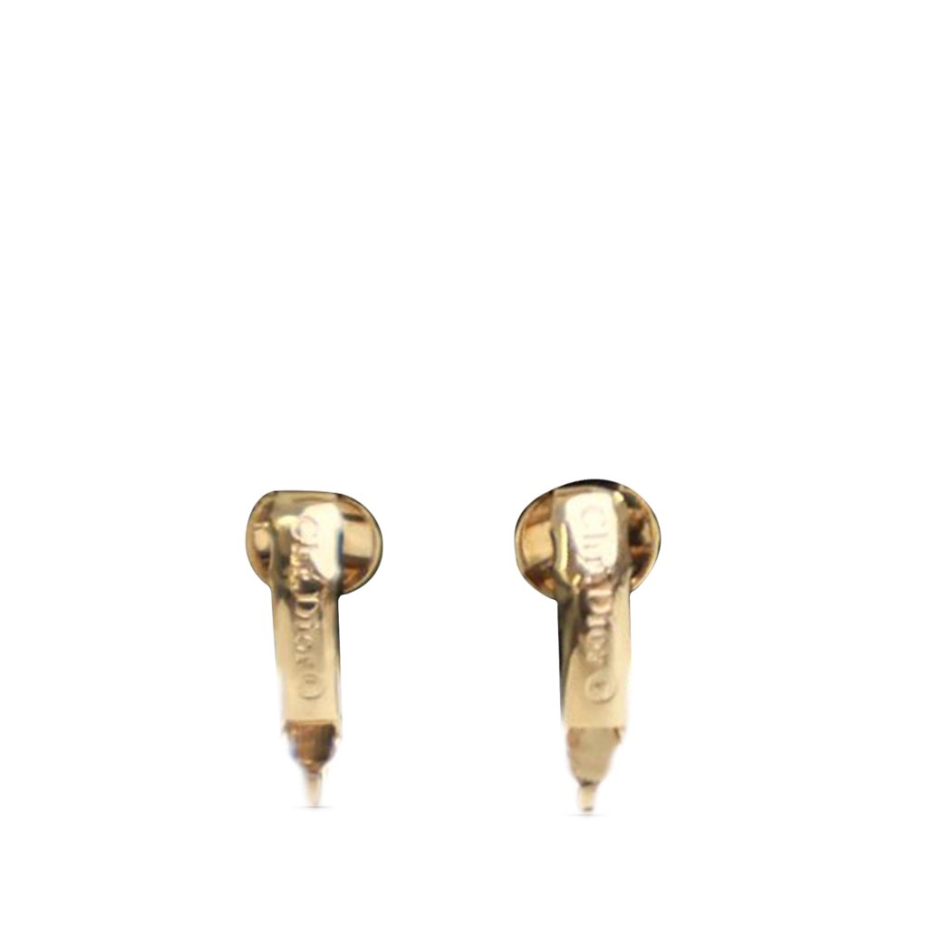 Dior Gold Plated Rhinestone Clip On Earrings - 2
