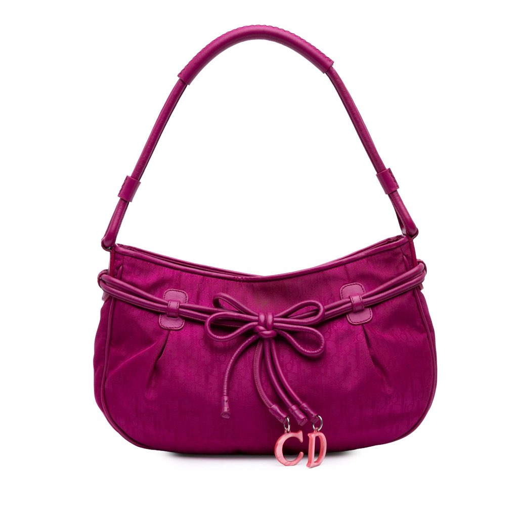 Dior Diorissimo Trotter Canvas Bow Charm Shoulder Bag