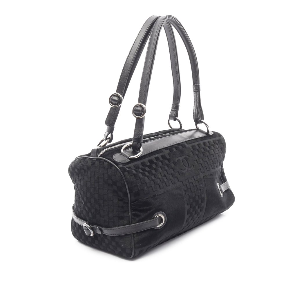 Chanel CC Check Embossed Velvet Belted Side Shoulder Bag - 2